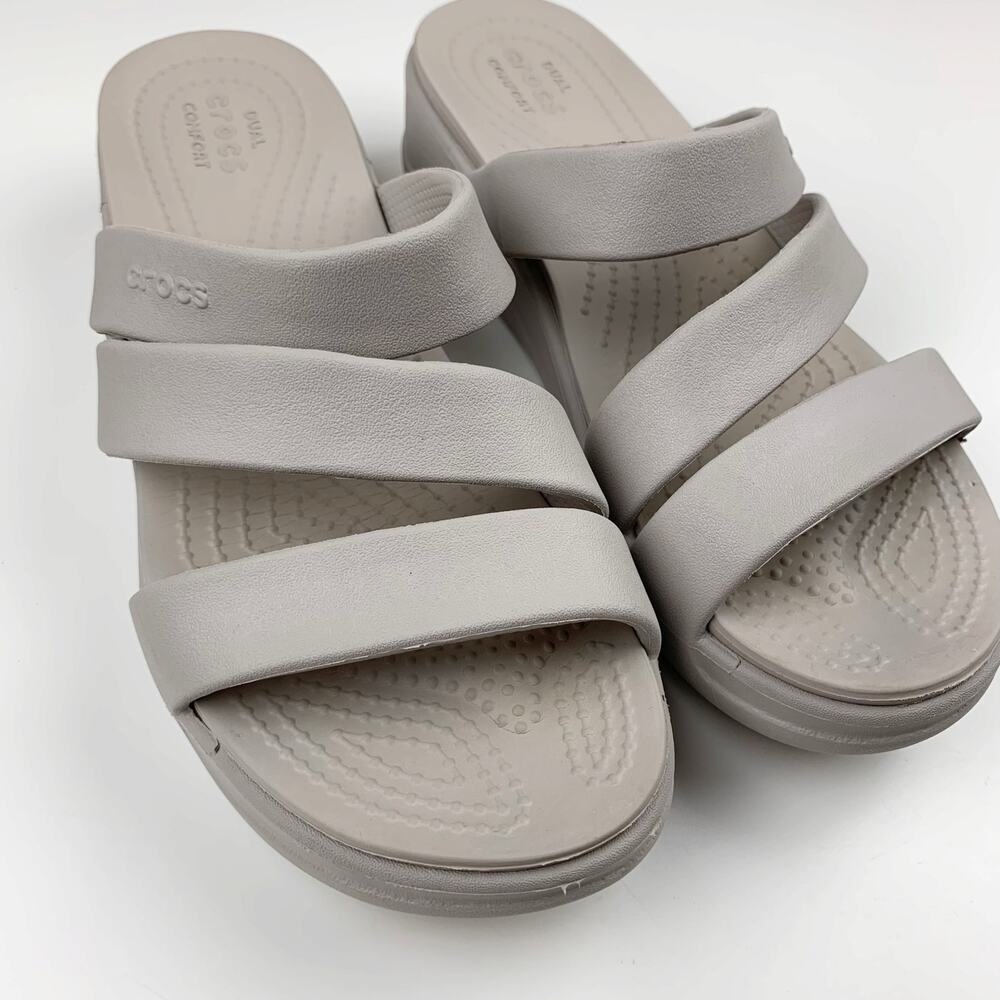 Crocs Getaway Strappy Slide Sandals Gray Slip On Women's 7 Casual Comfort - Picture 4 of 10